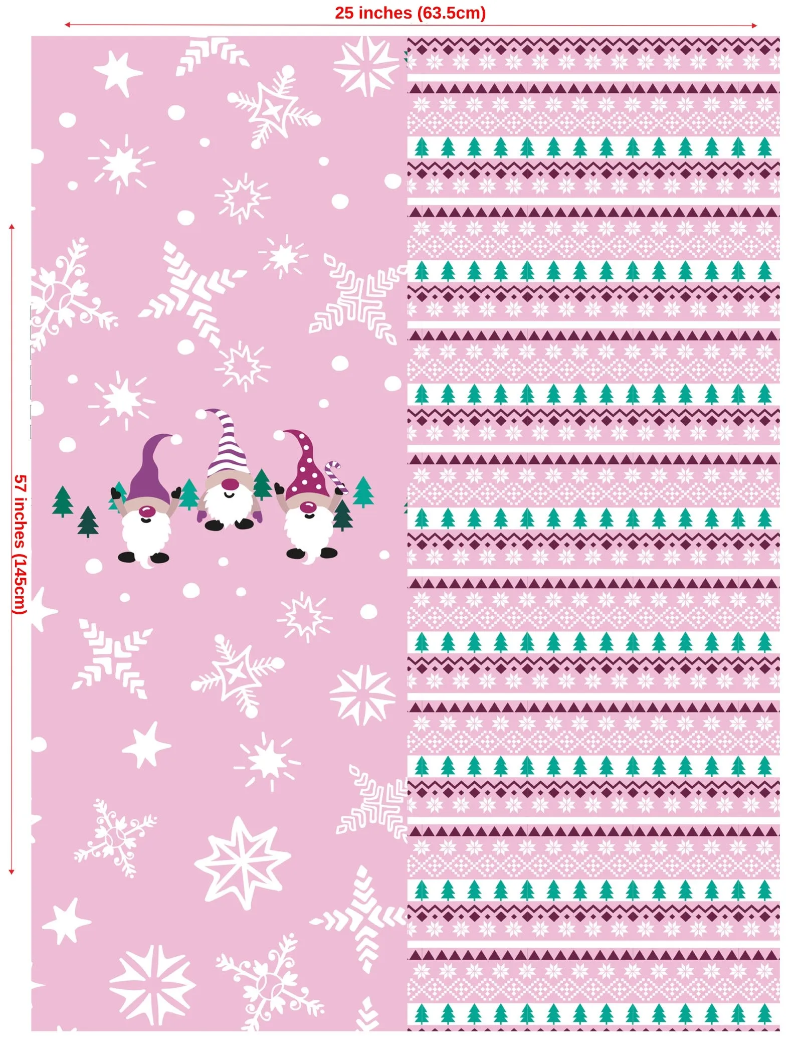 63cm Panel Fun Gnomes Christmas Aztec French Terry Fabric