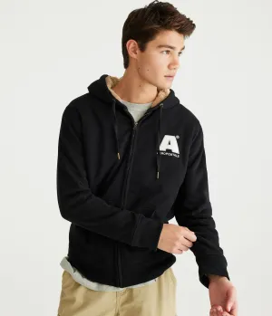 Aeropostale Mens' Aeropostale Logo Sherpa-Lined Full-Zip Hoodie -  - Size M - Cotton - Teen Fashion & Clothing Black Aeropostale