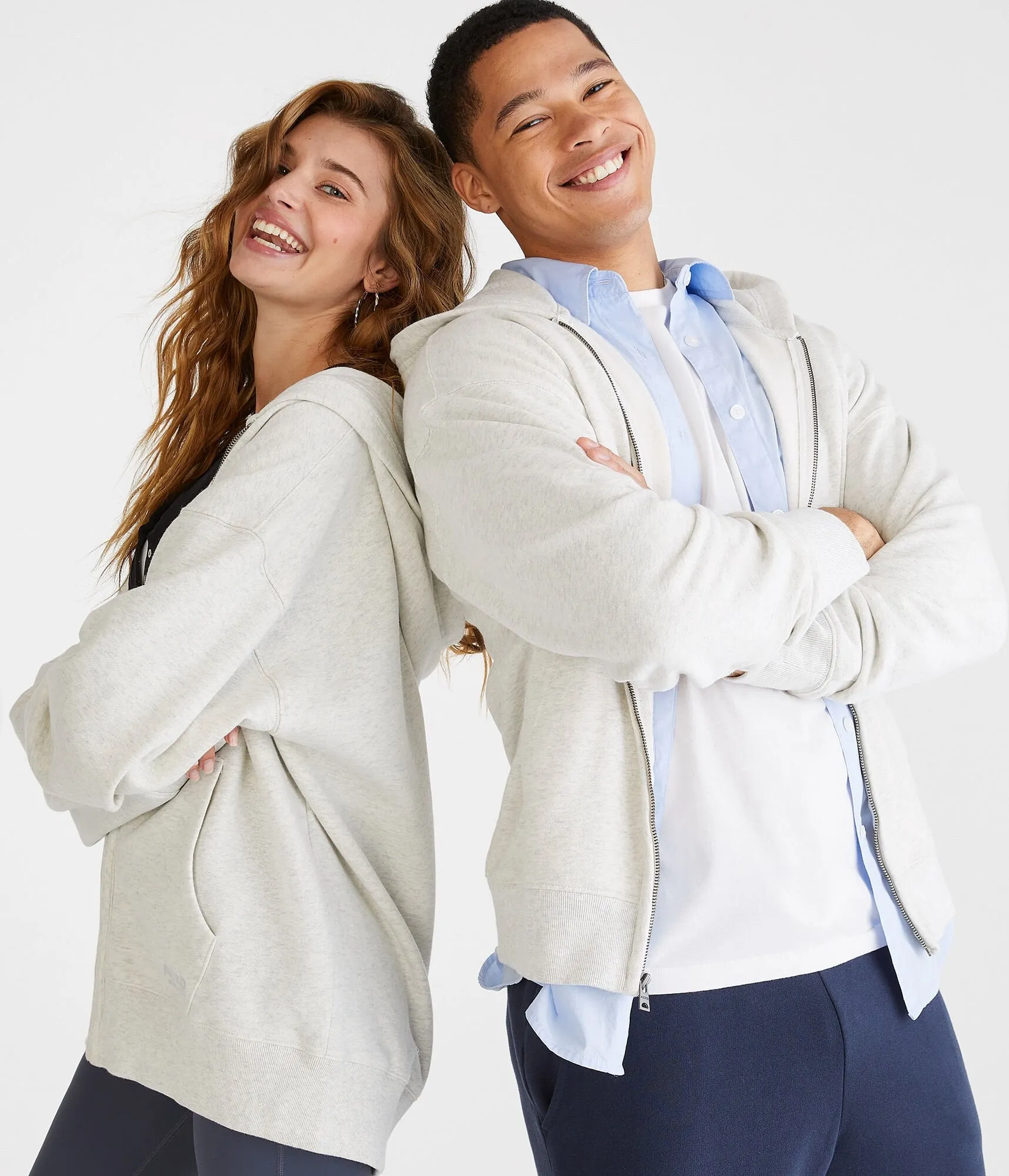 Aeropostale Mens' Essentials Logo Full-Zip Hoodie - Light Grey - Size XXL - Cotton - Teen Fashion & Clothing Lightest Heather Grey Aeropostale