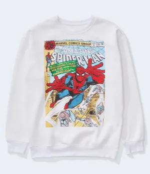 Aeropostale Mens' The Amazing Spider-Man Crew Sweatshirt -  - Size XXL - Cotton - Teen Fashion & Clothing White Aeropostale