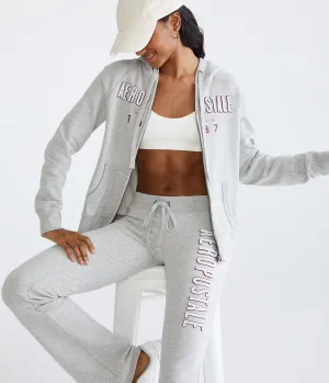 Aeropostale Womens' Aeropostale 1987 Full-Zip Hoodie - Grey - Size S - Cotton - Teen Fashion & Clothing Light Heather Grey Aeropostale