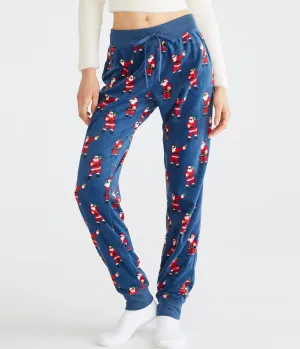 Aeropostale Womens' Boombox Santa Polyfleece Sleep Joggers - Blue - Size M - Polyester - Teen Fashion & Clothing Seaside Blue Aeropostale