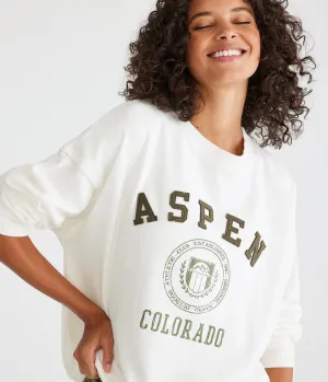 Aeropostale Womens' Destination Oversized Crew Sweatshirt - White - Size L - Cotton - Teen Fashion & Clothing Egret White Aeropostale