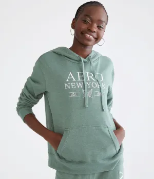 Aeropostale Womens' New York Butterfly Pullover Hoodie - Green - Size S - Cotton - Teen Fashion & Clothing Celery Aeropostale