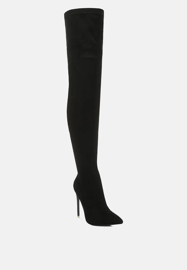 atelier stretch faux suede stiletto long boots London Rag