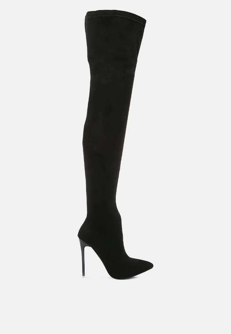 atelier stretch faux suede stiletto long boots London Rag
