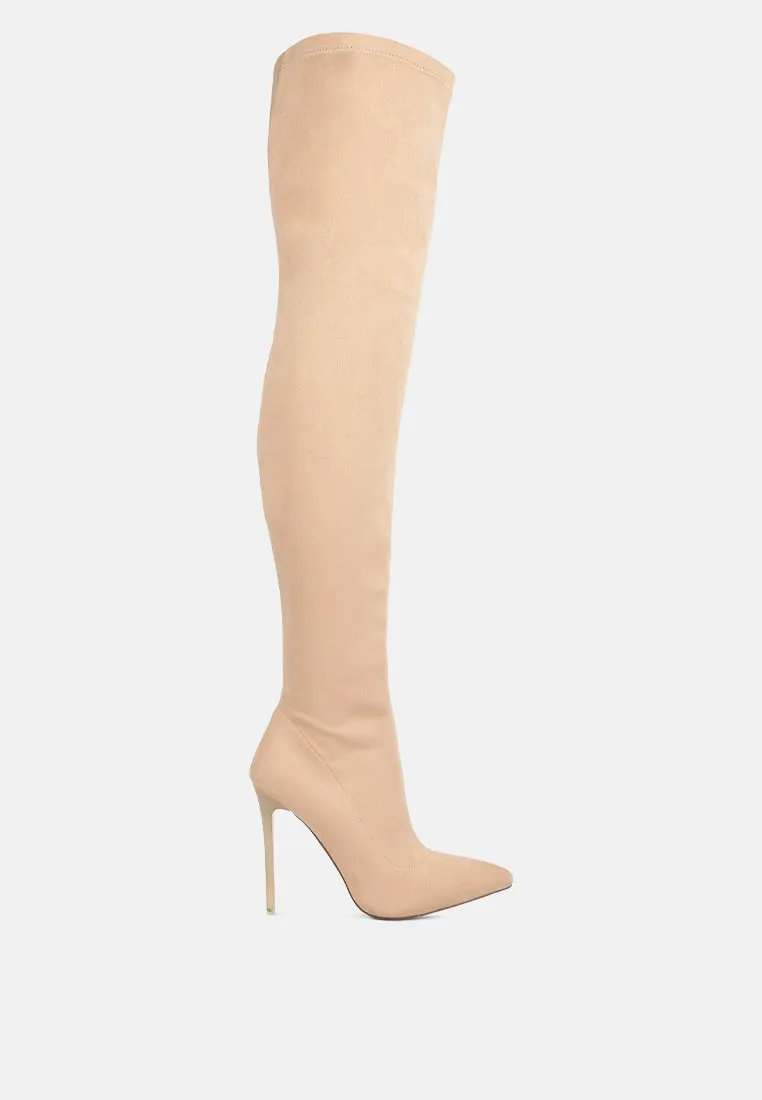 atelier stretch faux suede stiletto long boots London Rag