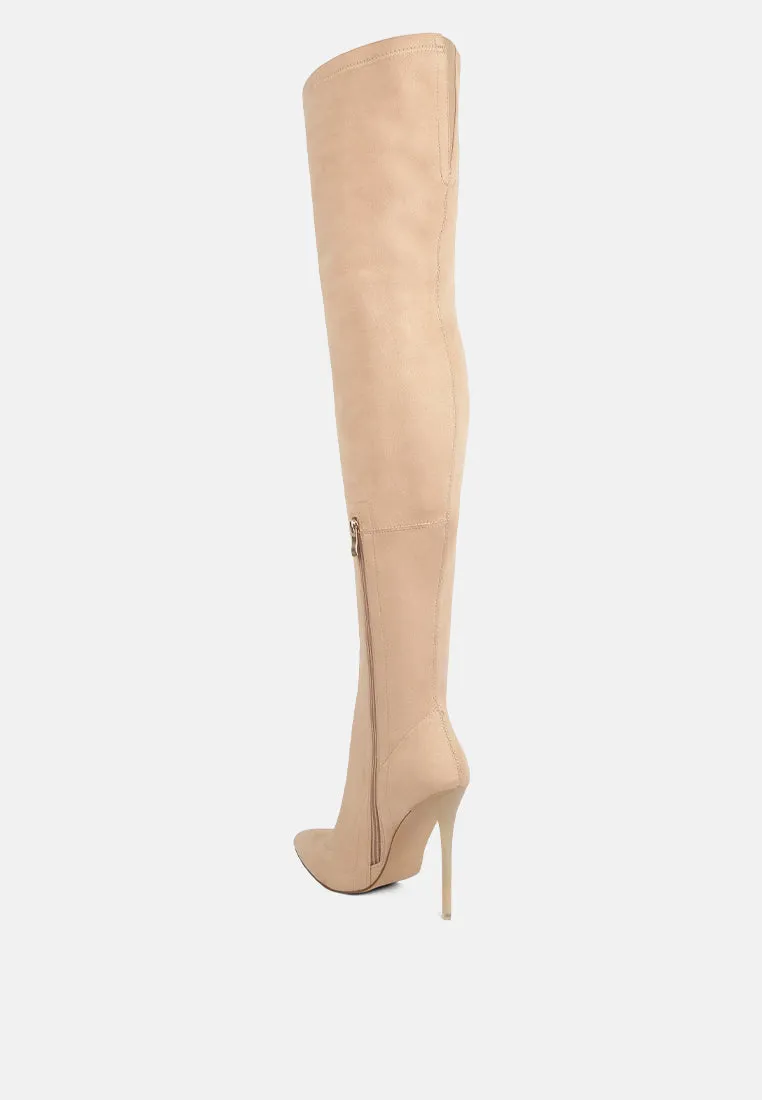 atelier stretch faux suede stiletto long boots London Rag