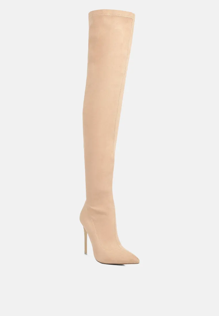 atelier stretch faux suede stiletto long boots London Rag