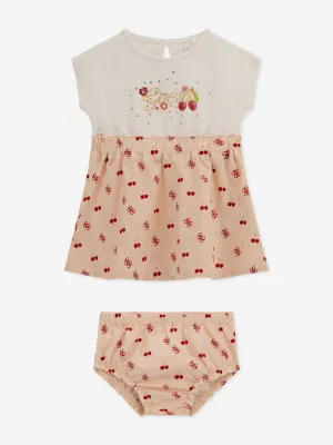 Baby Girls Cherry Dress with Knickers in Pink