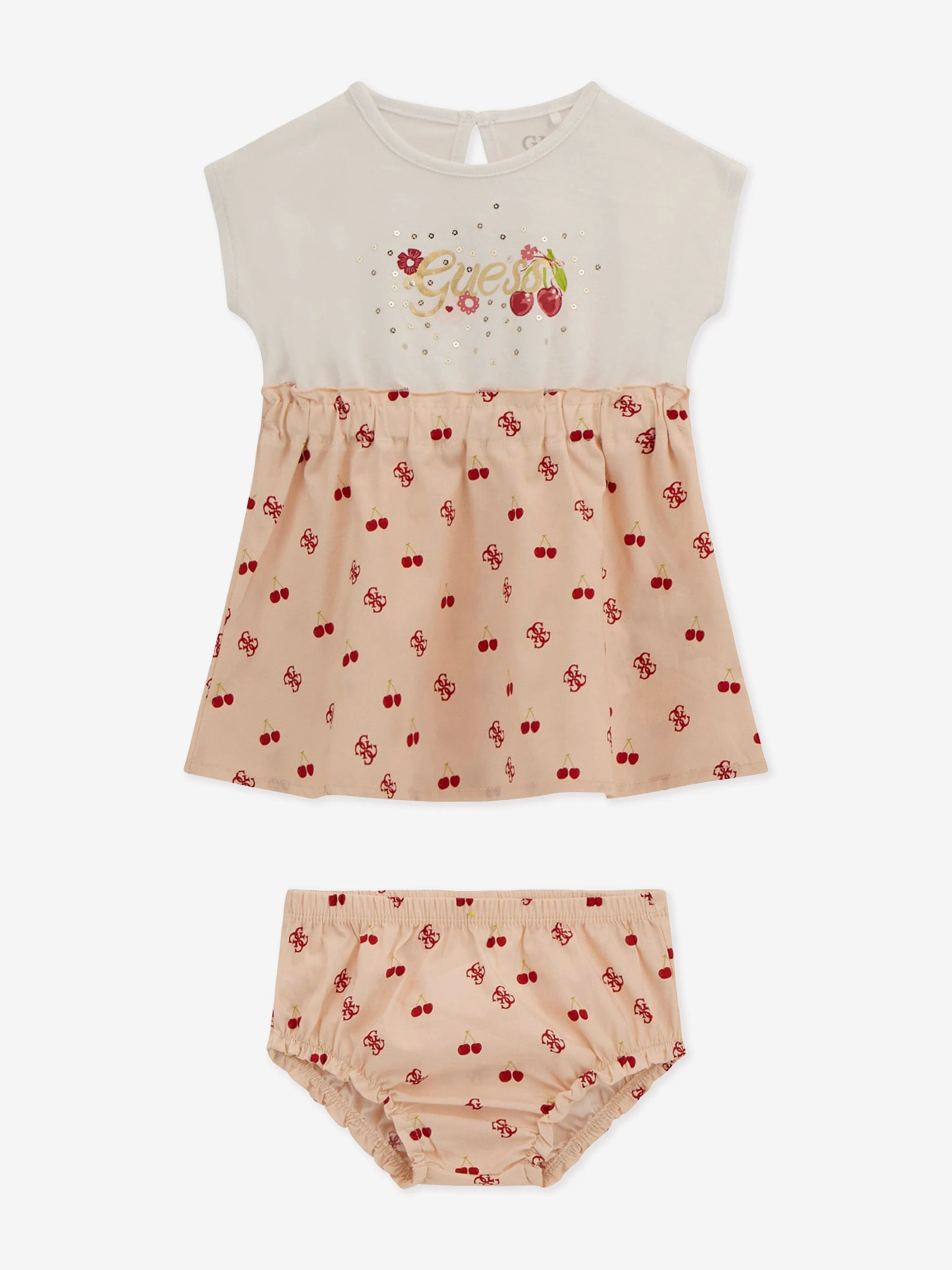 Baby Girls Cherry Dress with Knickers in Pink