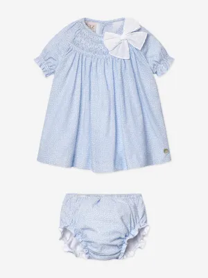 Baby Girls Dress and Bloomers Set in Blue