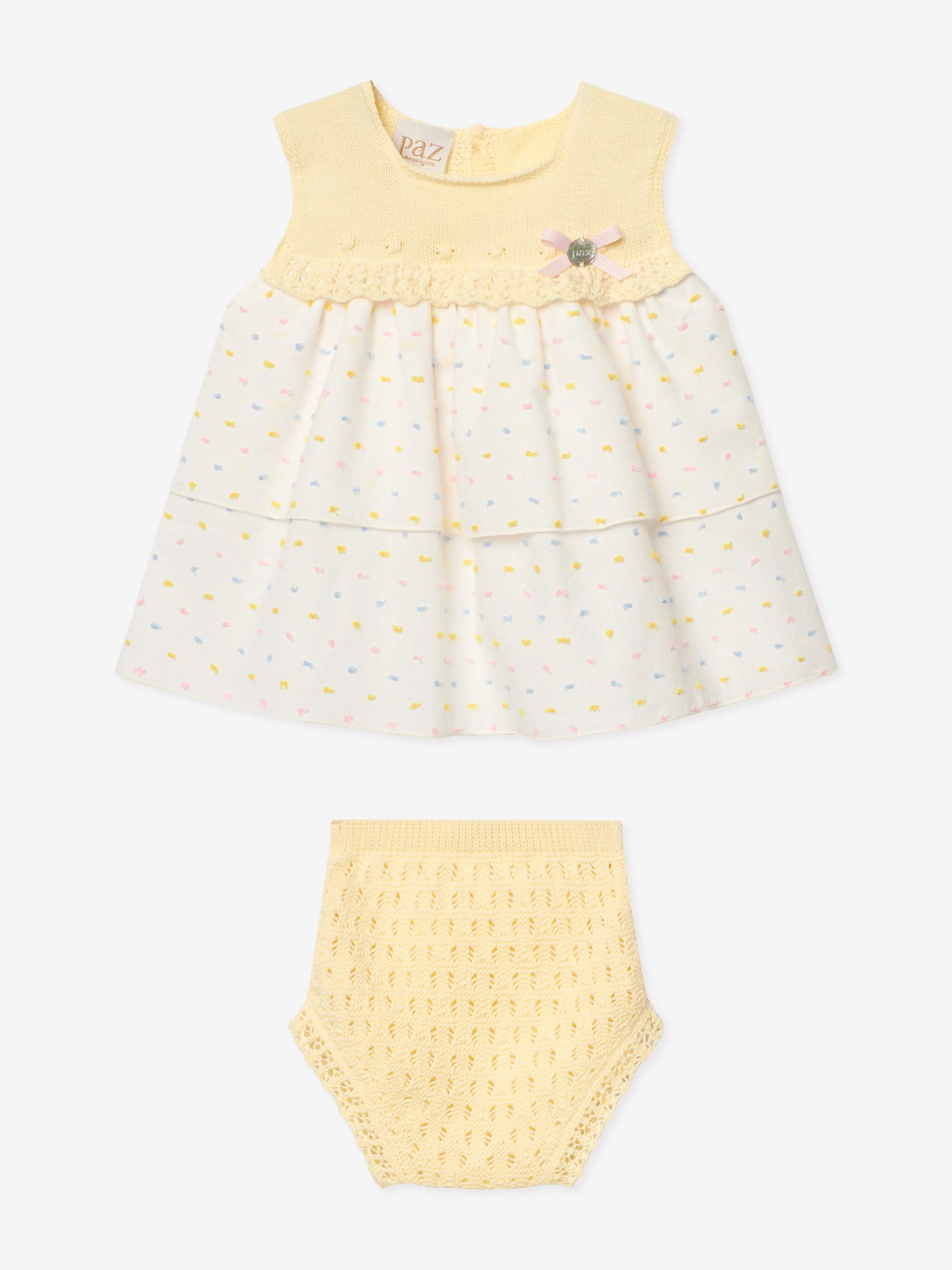 Baby Girls Dress and Bloomers Set in Yellow