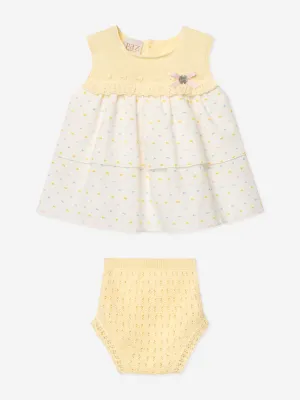 Baby Girls Dress and Bloomers Set in Yellow