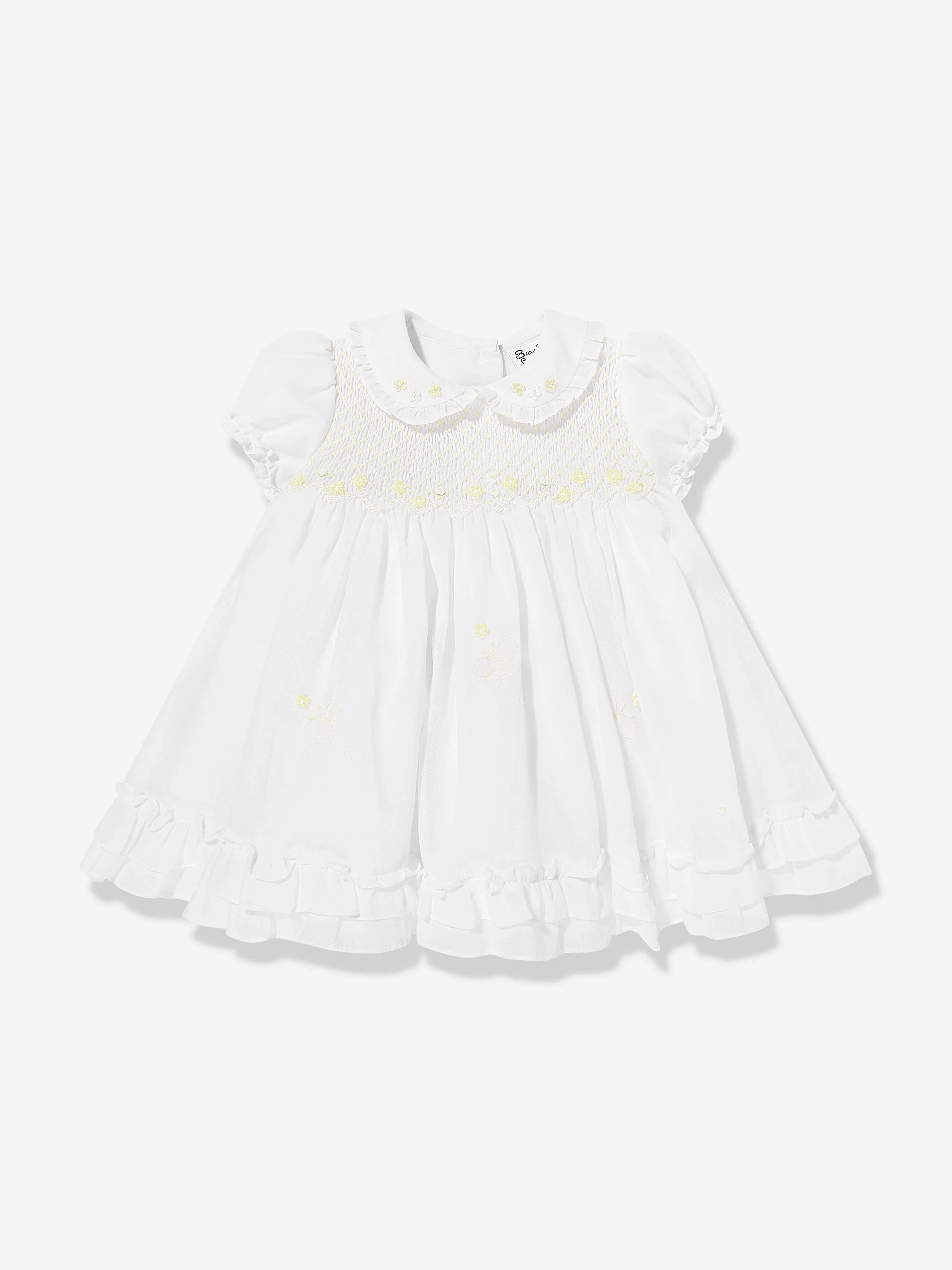 Baby Girls Smocked Dress in White