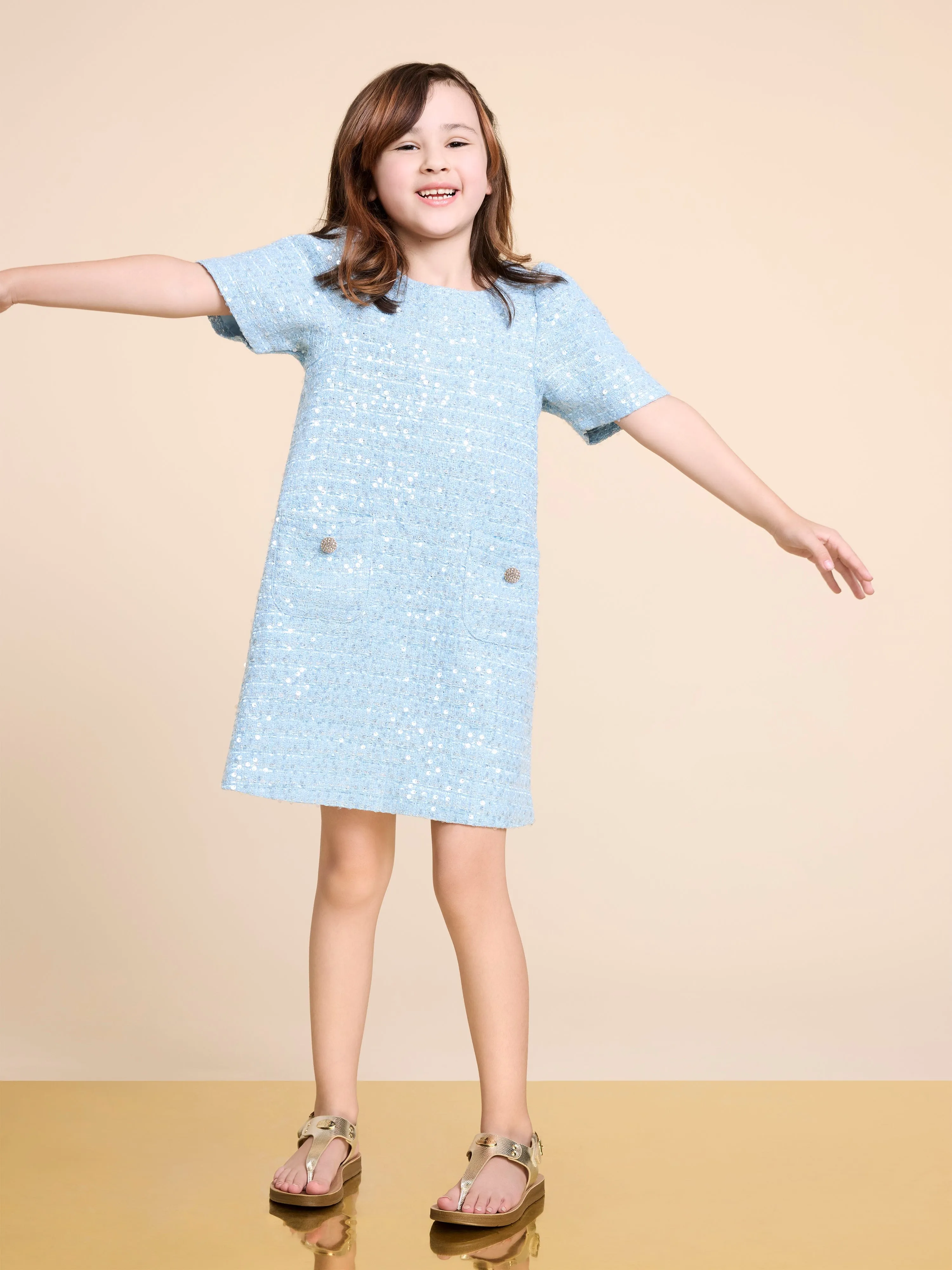 BCBG Girls Tweed Dress in Blue