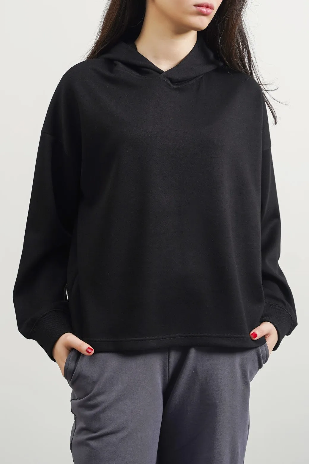 CROPPED NEOPRENE HOODIE