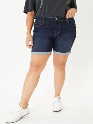 Curvy Noelle Mid-Rise Shorts By KanCan