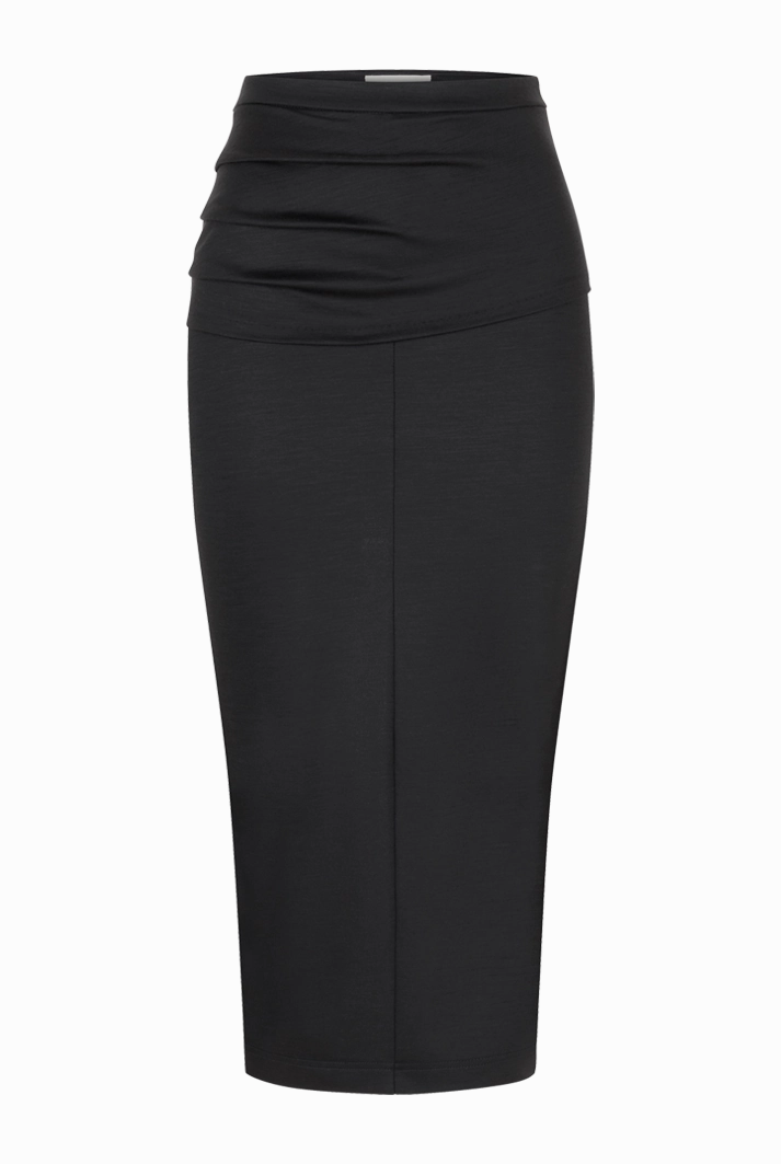 Draped Jersey Pencil Skirt | Midnight