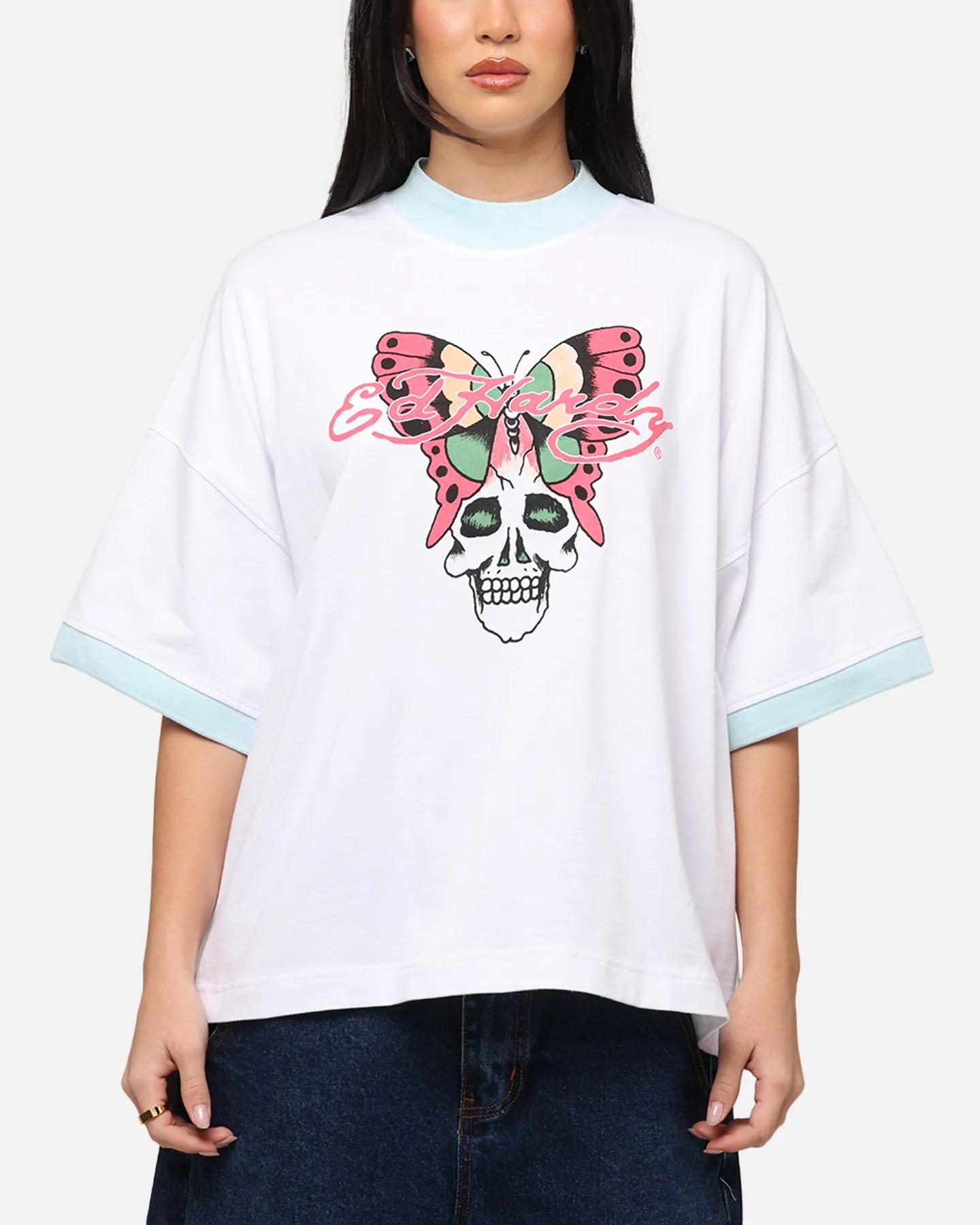 Ed Hardy	Clothing Ed Hardy Butterfly Ringer T-Shirt White