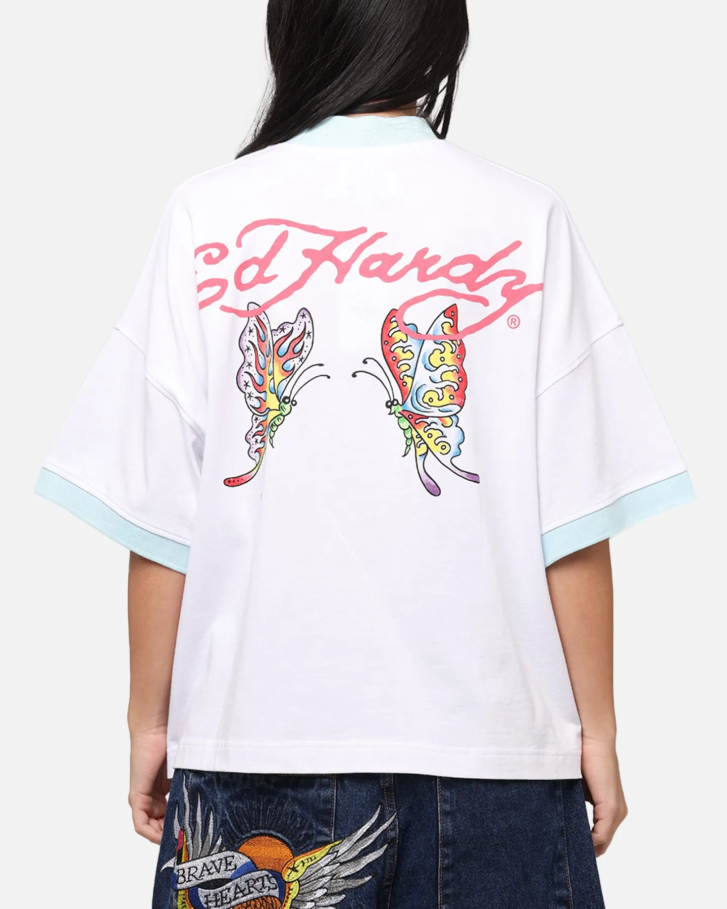 Ed Hardy	Clothing Ed Hardy Butterfly Ringer T-Shirt White