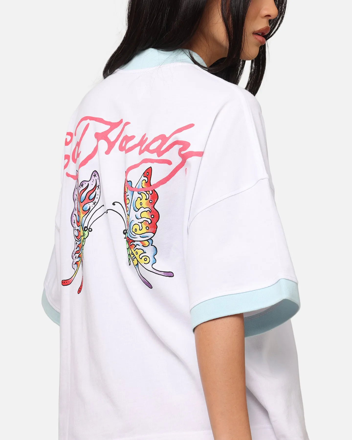 Ed Hardy	Clothing Ed Hardy Butterfly Ringer T-Shirt White