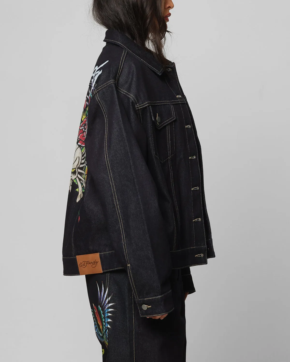Ed Hardy	Clothing Ed Hardy Denim Jacket Raw Indigo