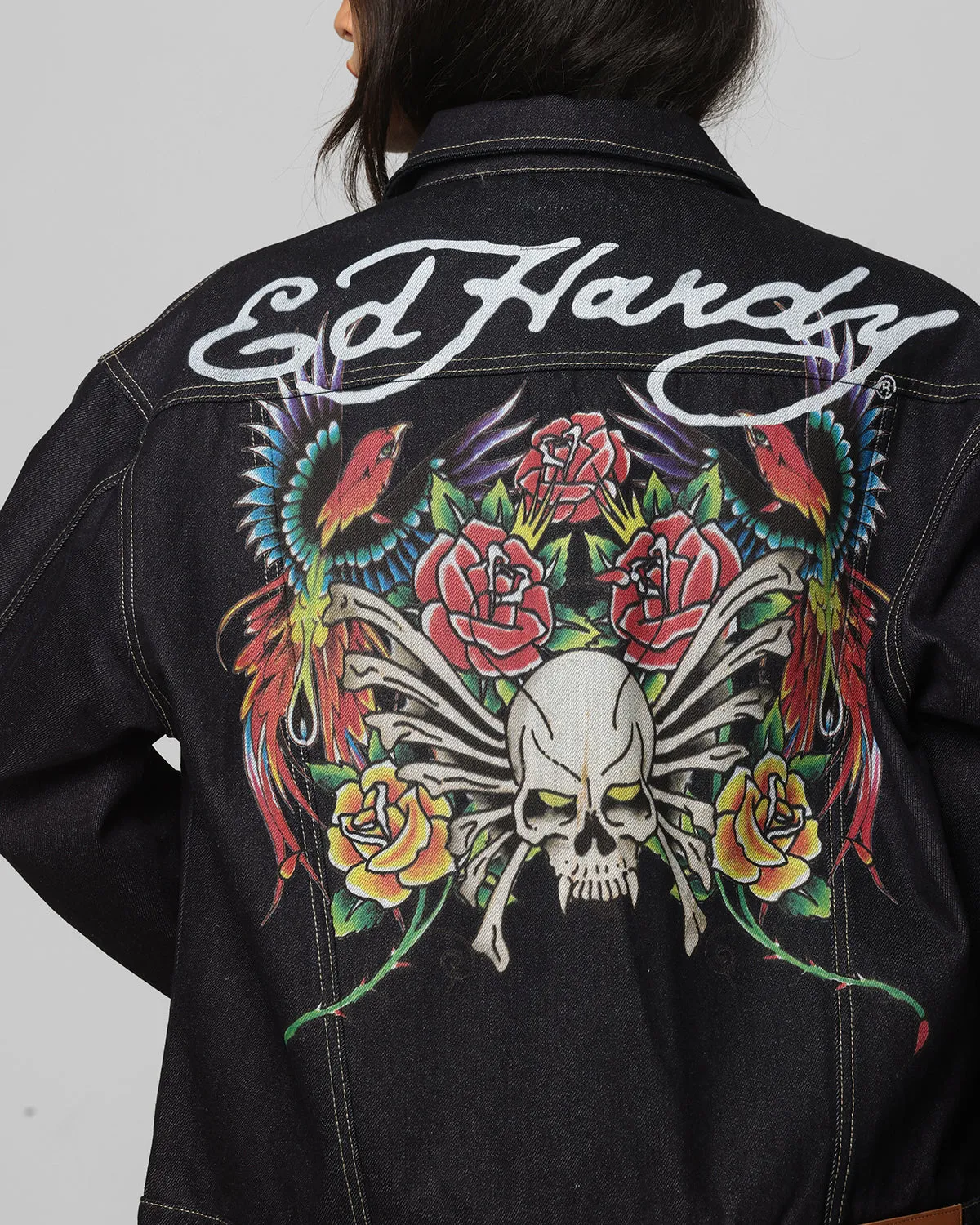 Ed Hardy	Clothing Ed Hardy Denim Jacket Raw Indigo