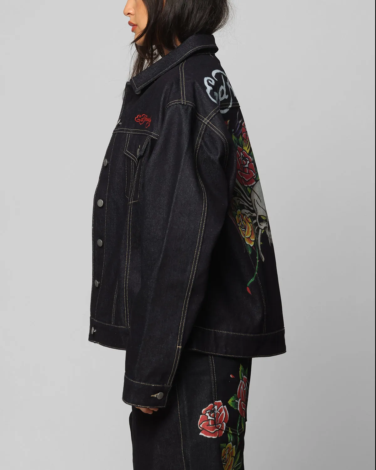 Ed Hardy	Clothing Ed Hardy Denim Jacket Raw Indigo