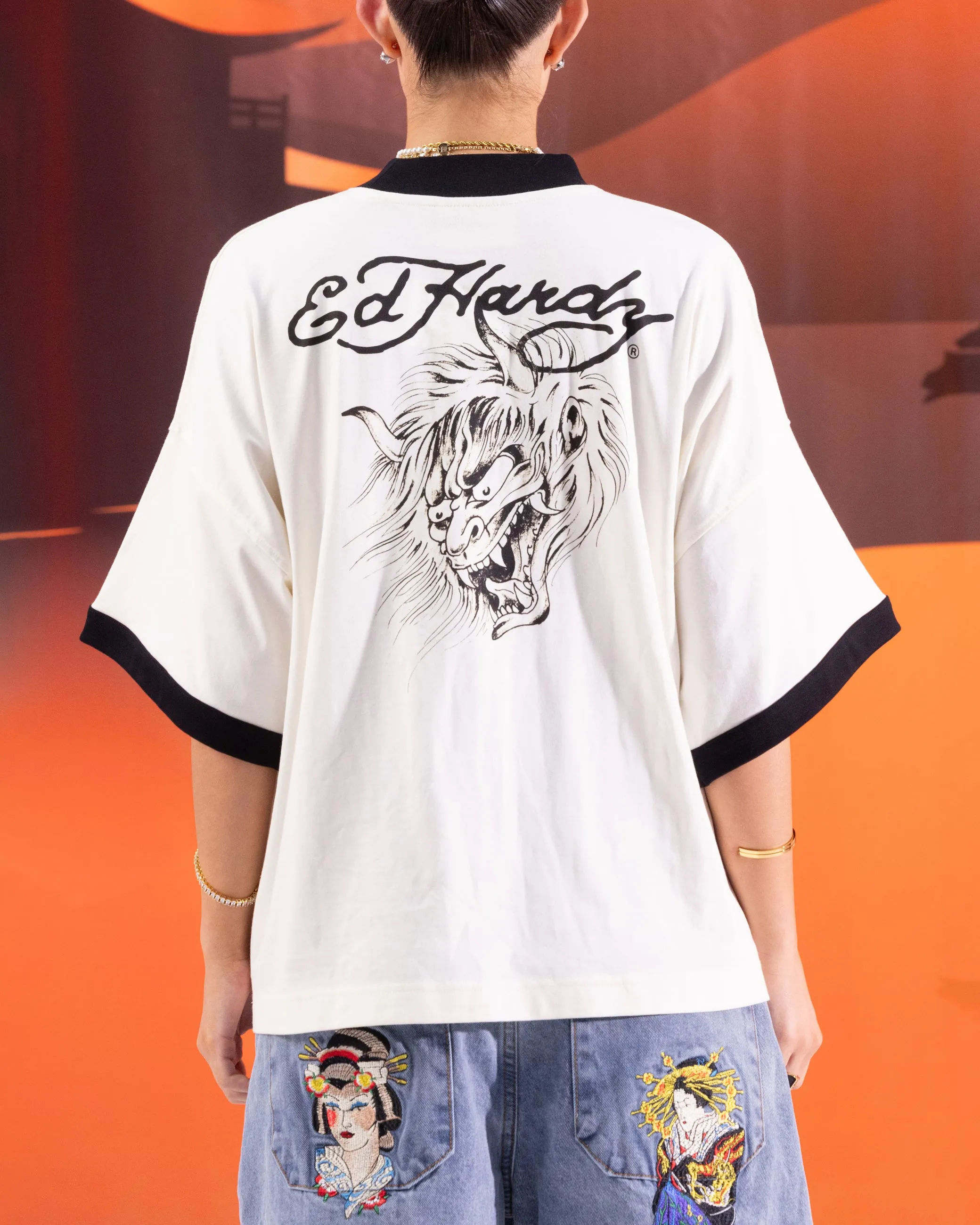 Ed Hardy	Clothing Ed Hardy Devil Ringer T-Shirt Off White