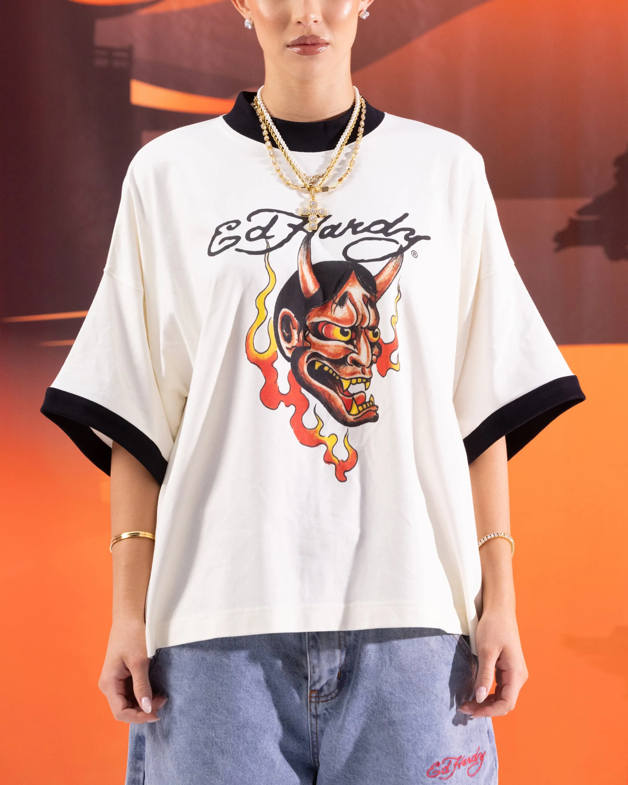 Ed Hardy	Clothing Ed Hardy Devil Ringer T-Shirt Off White