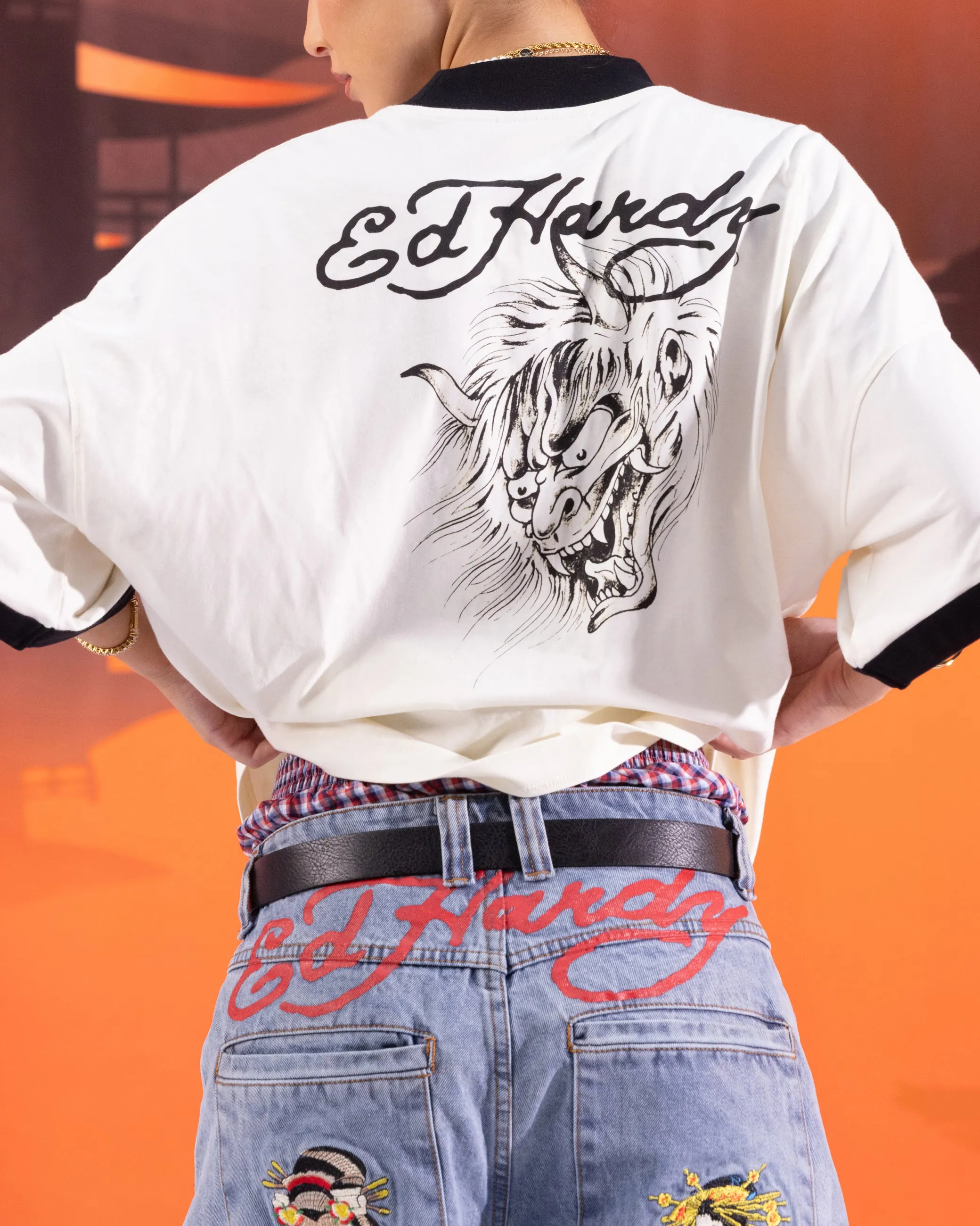 Ed Hardy	Clothing Ed Hardy Devil Ringer T-Shirt Off White