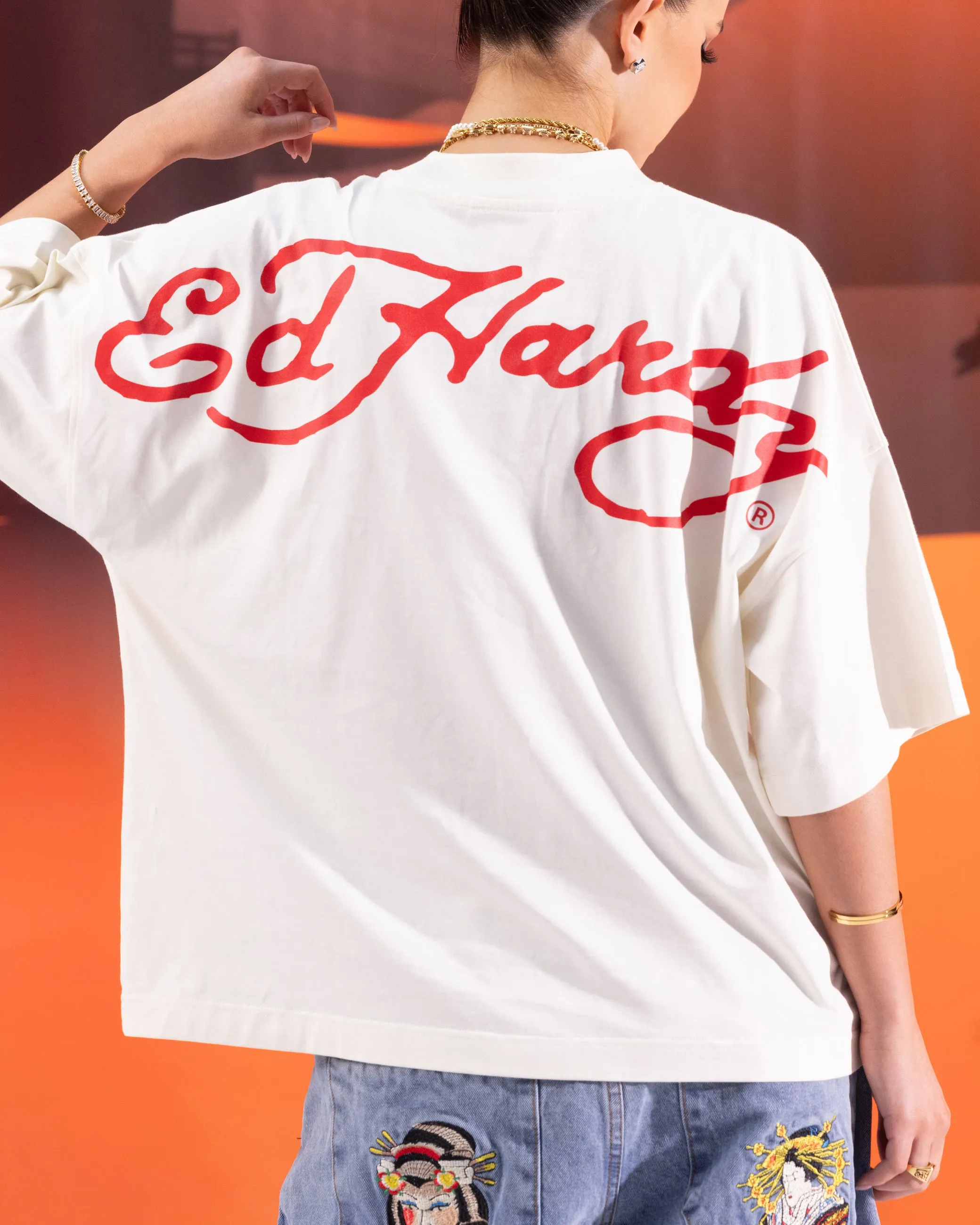Ed Hardy	Clothing Ed Hardy Devil T-Shirt Off White