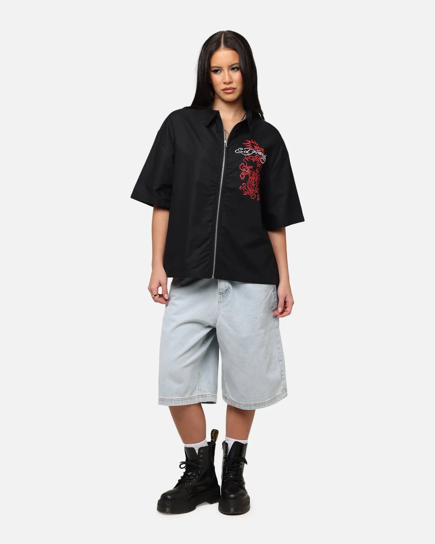 Ed Hardy	Clothing Ed Hardy Dragon Zip Shirt Black