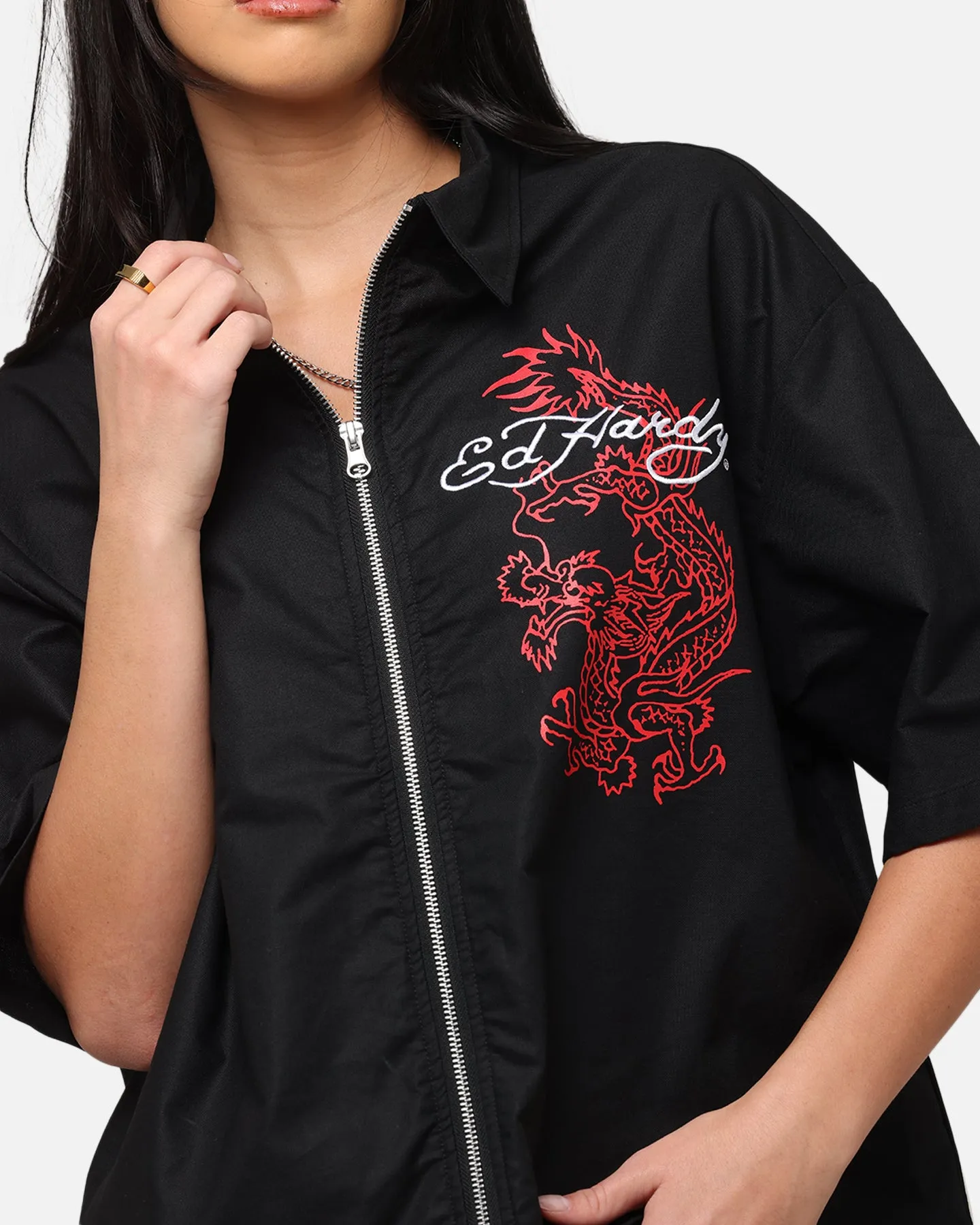Ed Hardy	Clothing Ed Hardy Dragon Zip Shirt Black