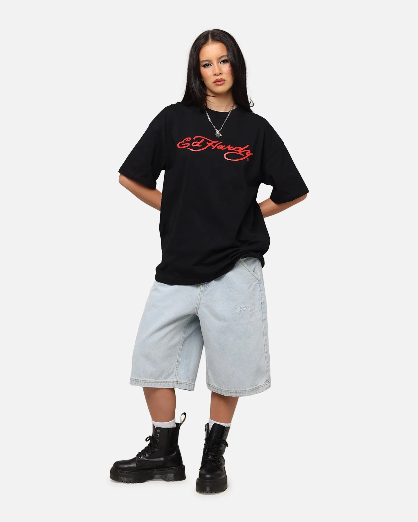 Ed Hardy	Clothing Ed Hardy Flourish Script T-Shirt Black