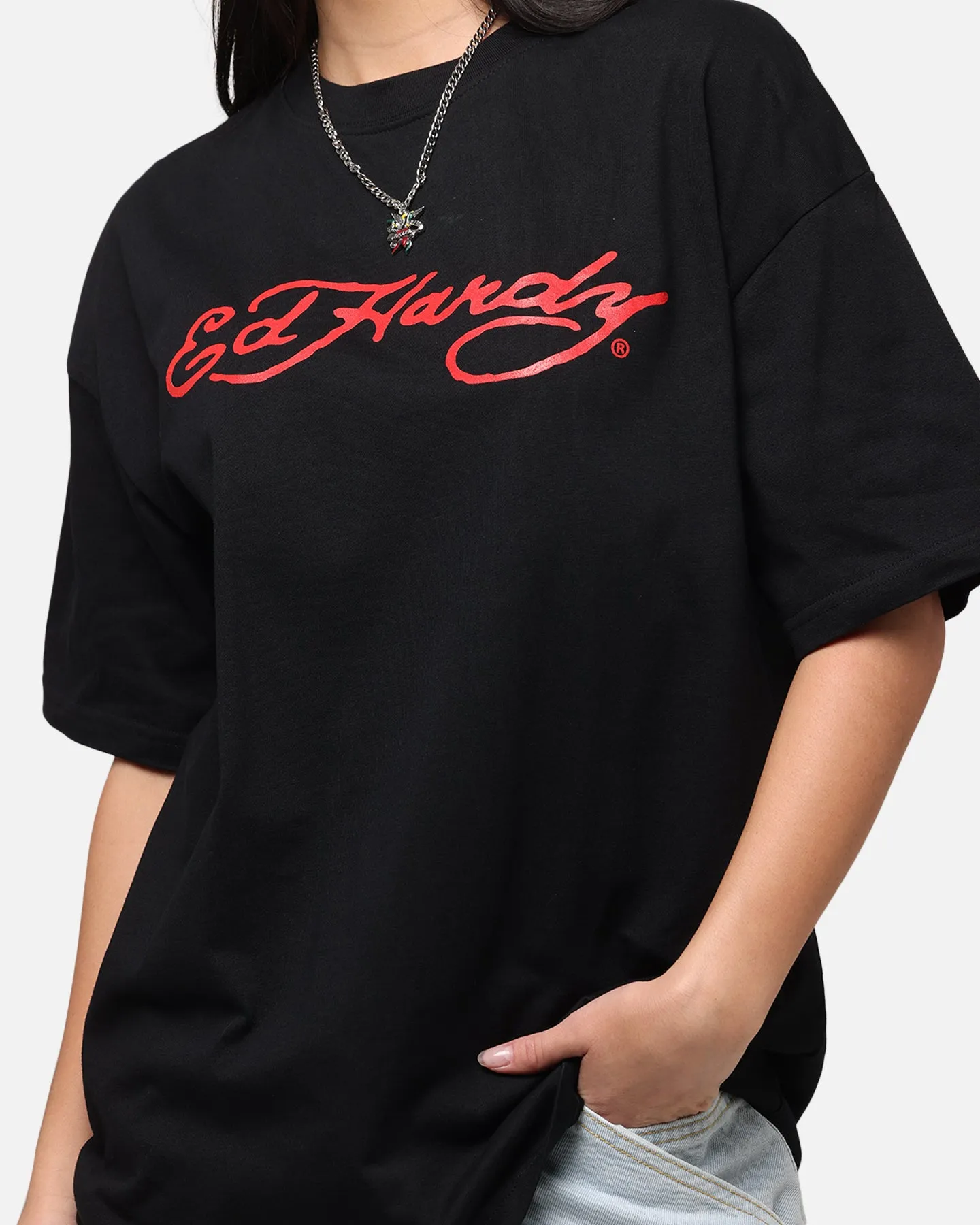 Ed Hardy	Clothing Ed Hardy Flourish Script T-Shirt Black