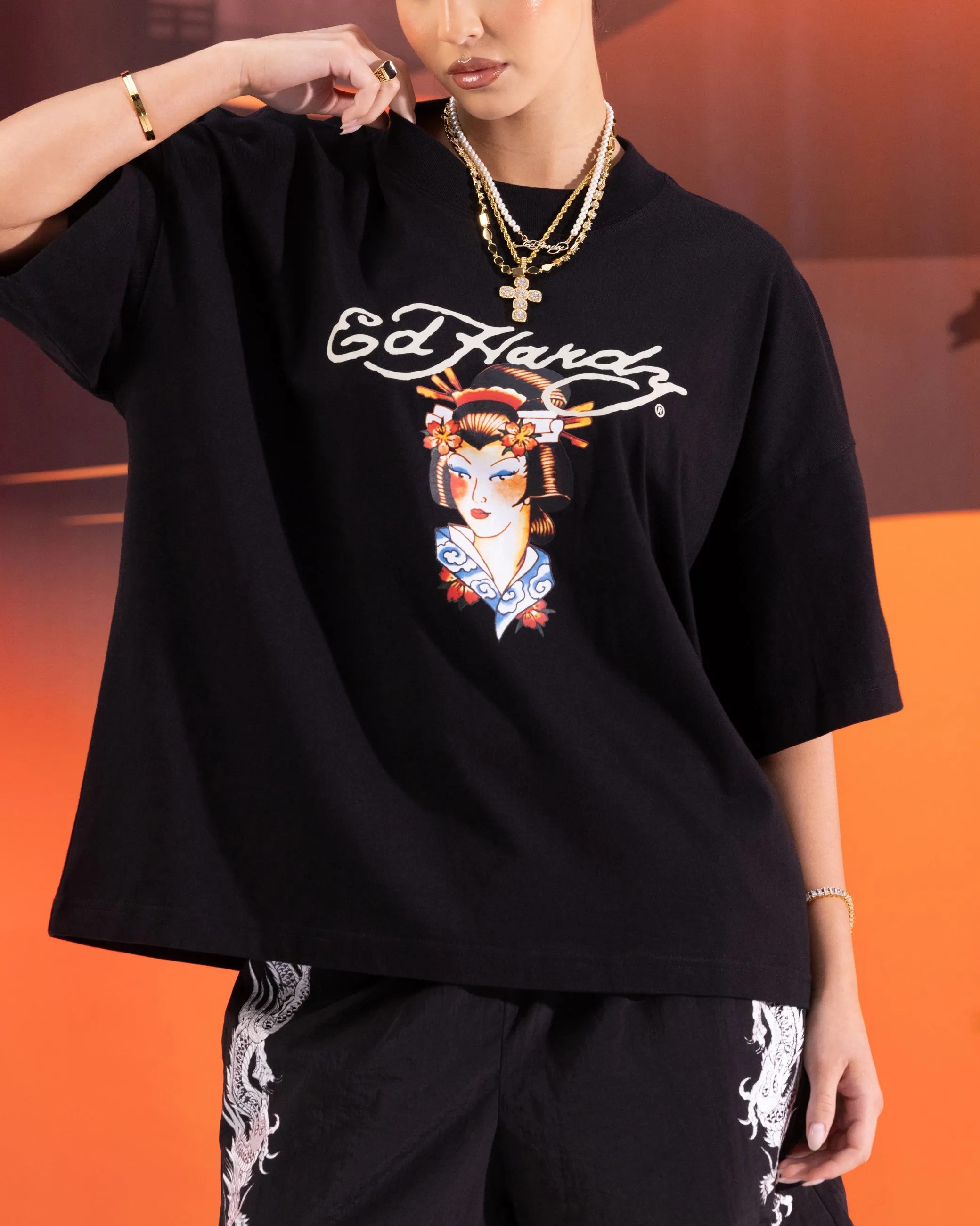 Ed Hardy	Clothing Ed Hardy Geisha T-Shirt Black