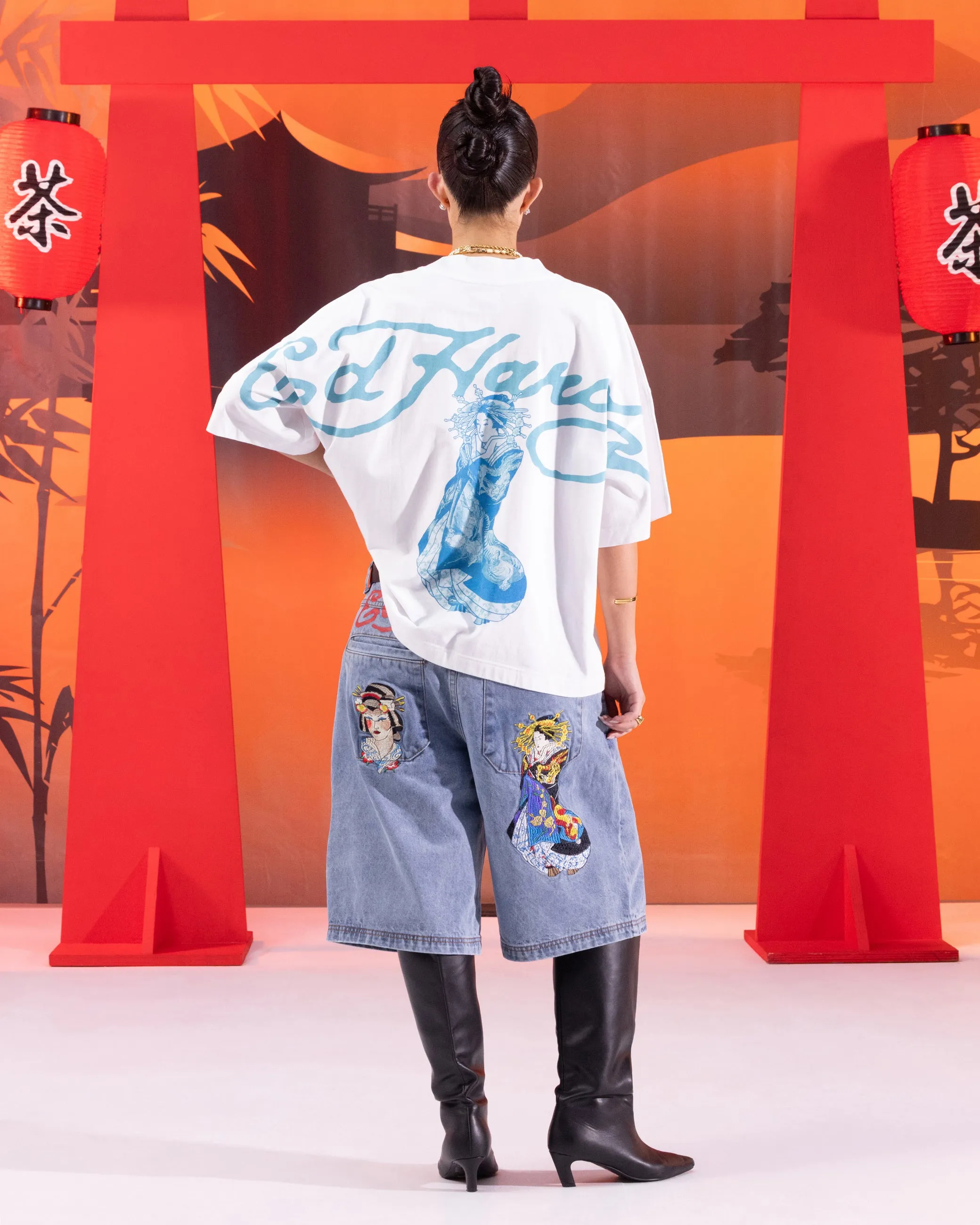 Ed Hardy	Clothing Ed Hardy Geisha T-Shirt Off White