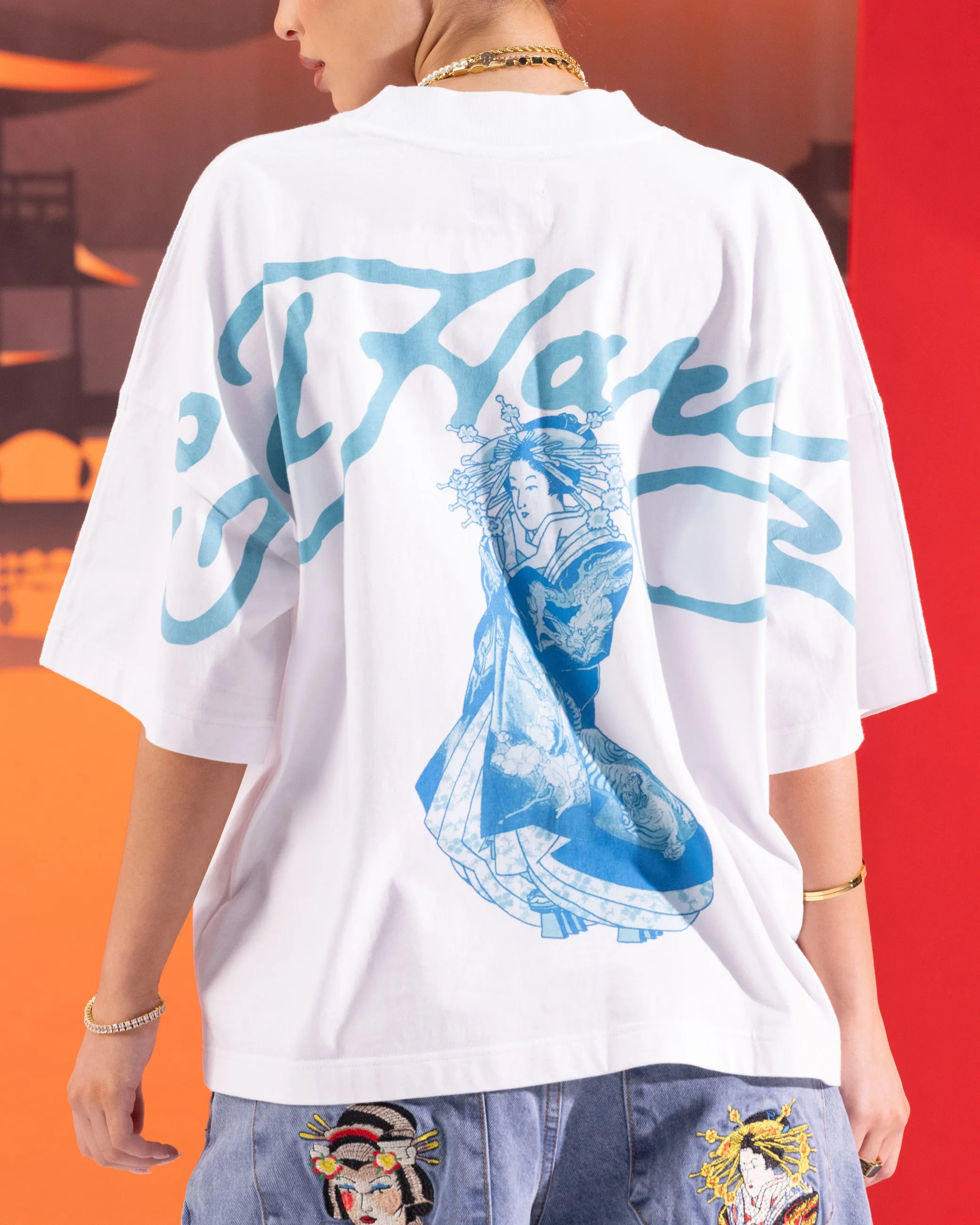 Ed Hardy	Clothing Ed Hardy Geisha T-Shirt Off White
