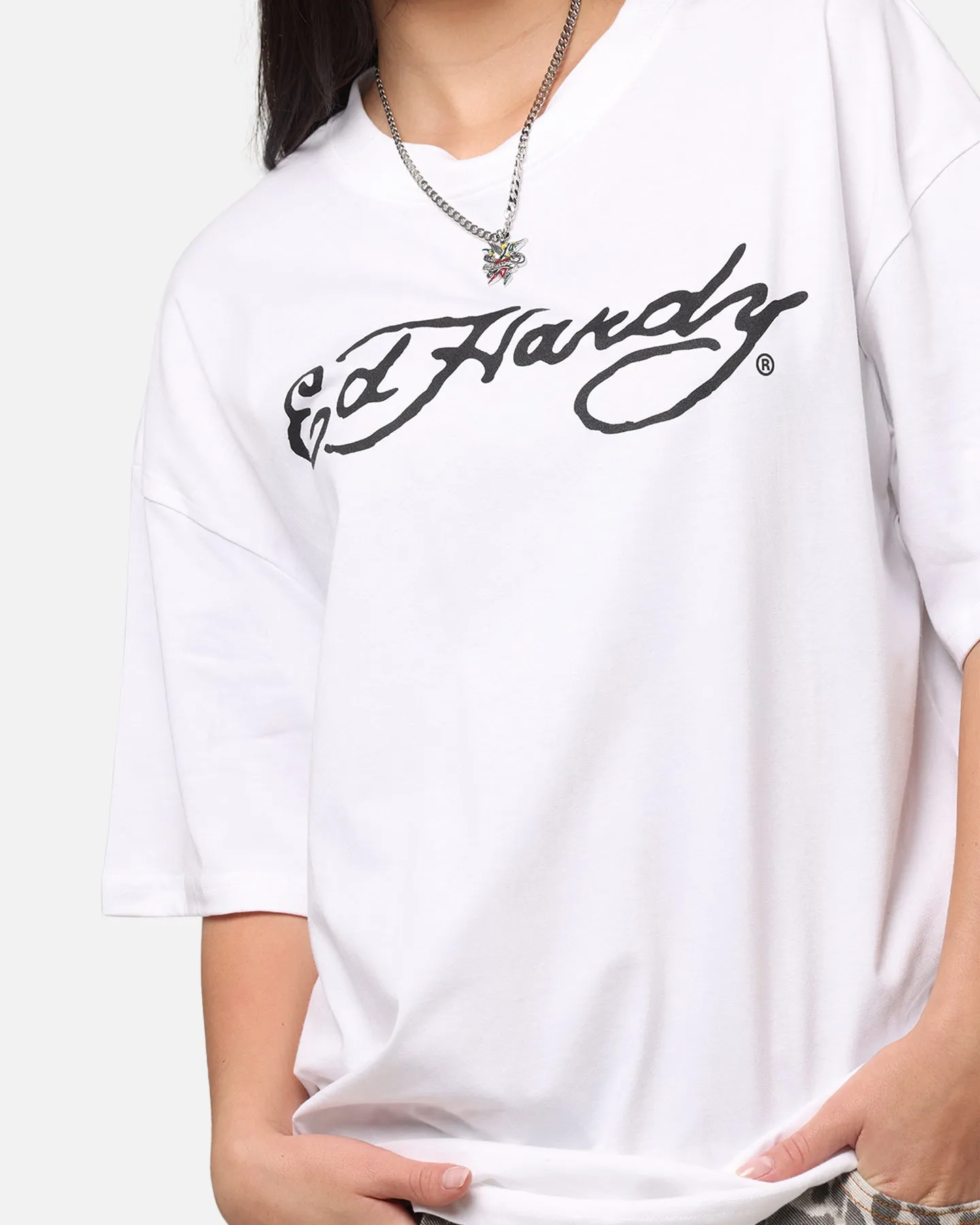 Ed Hardy	Clothing Ed Hardy Tiger Stamp T-Shirt White