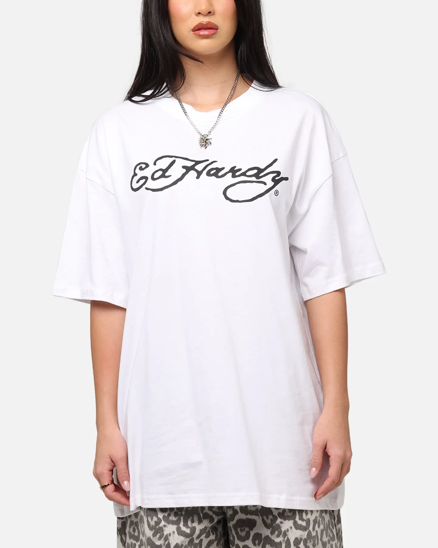 Ed Hardy	Clothing Ed Hardy Tiger Stamp T-Shirt White