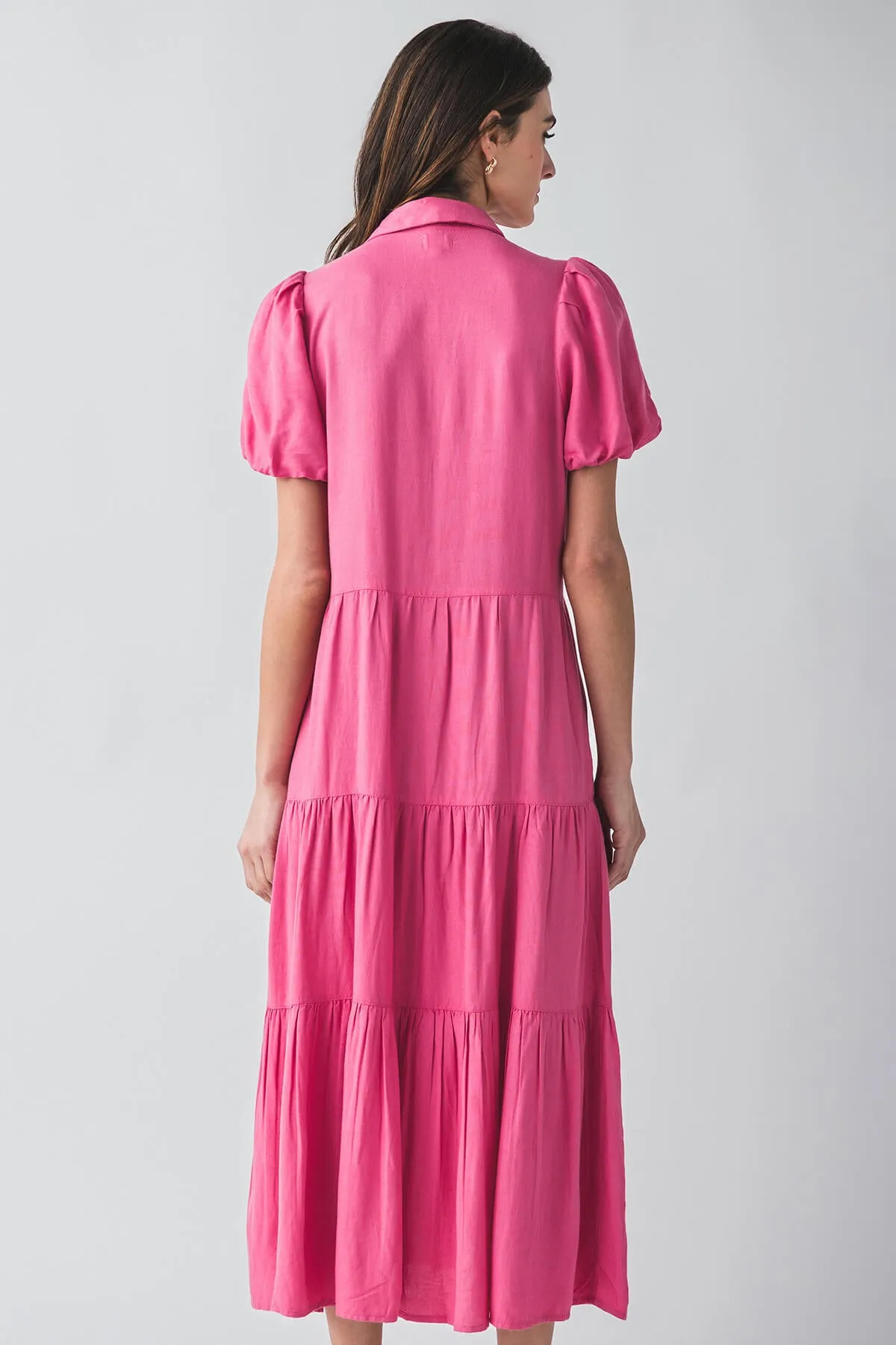 Elan Puff Sleeve Maxi Shirt Dress