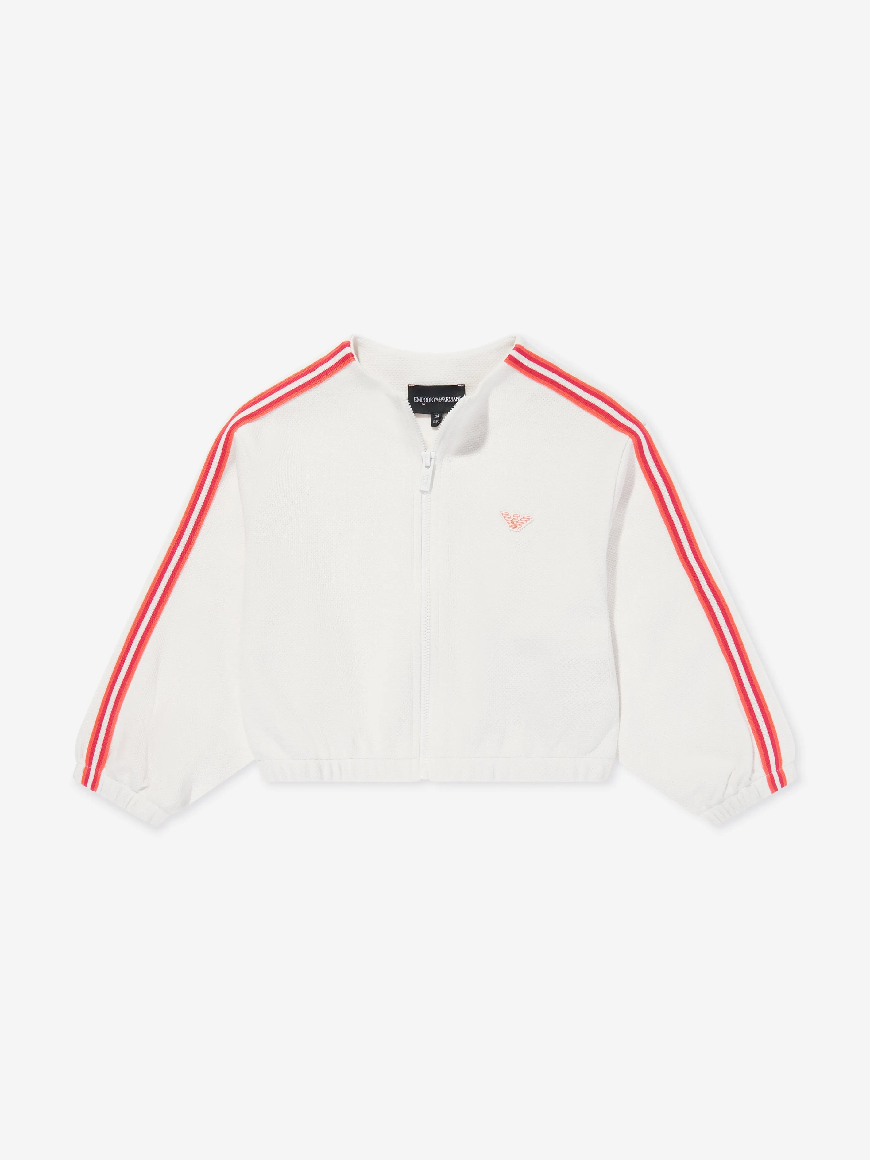 Emporio Armani Girls Logo Zip Up Top in White