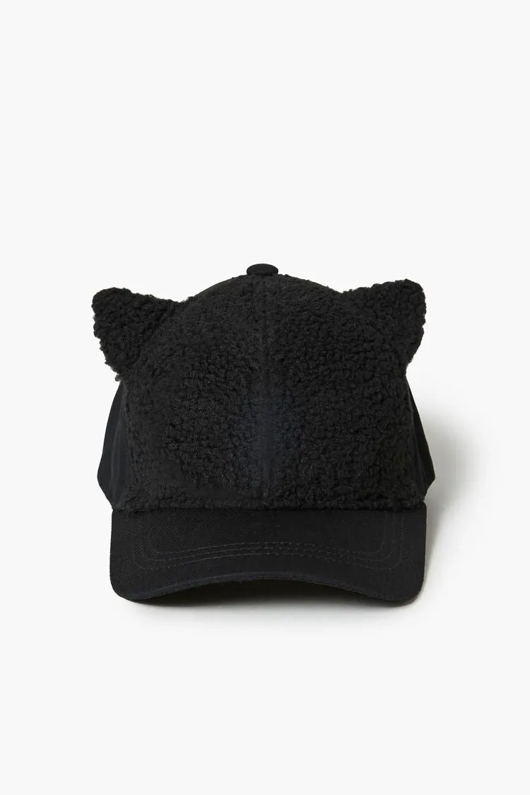 Forever 21 Girls Plush Cat-Ear Baseball Cap (Kids) Black Forever 21