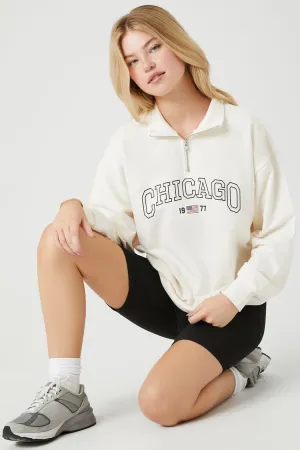 Forever 21 Women's Chicago Half-Zip Pullover Cream/Multi Forever 21