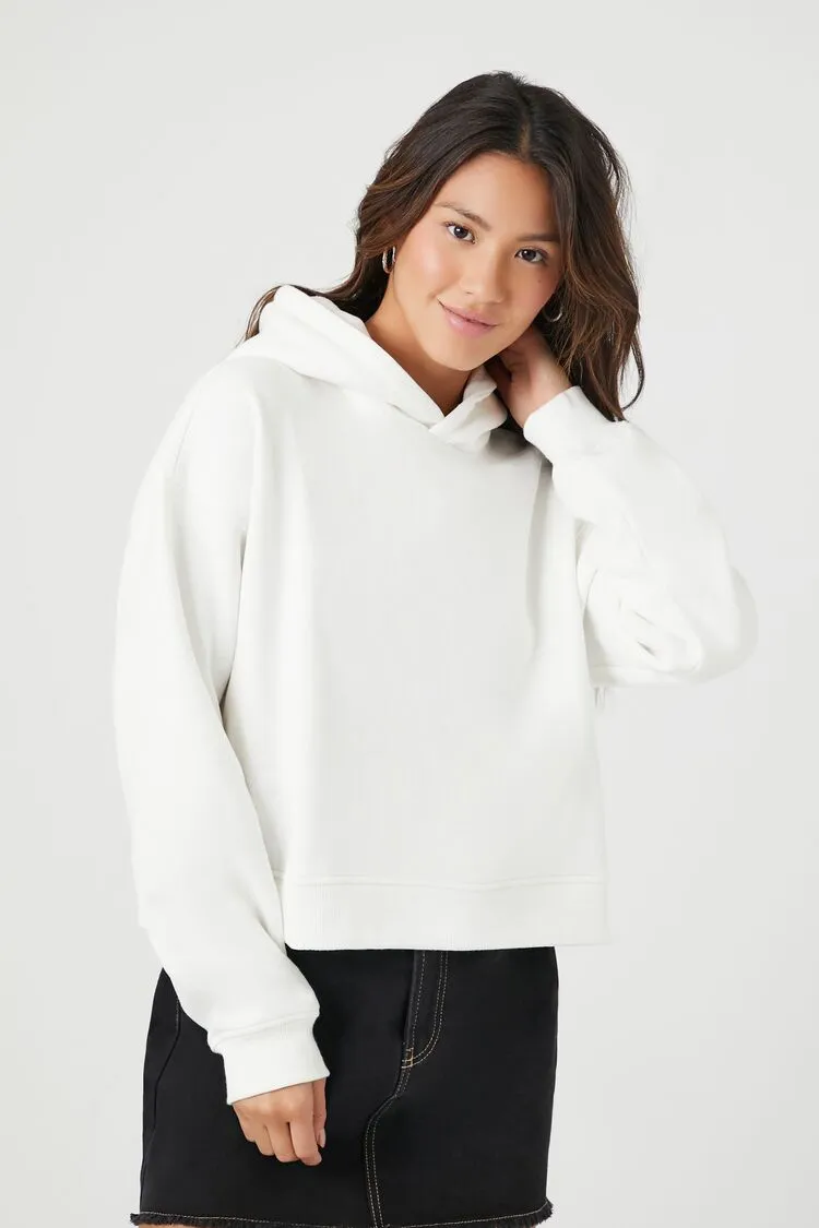 Forever 21 Women's Organically Grown Cotton Hoodie Sweatshirt White Forever 21