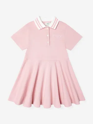 Girls Logo Polo Dress in Pink