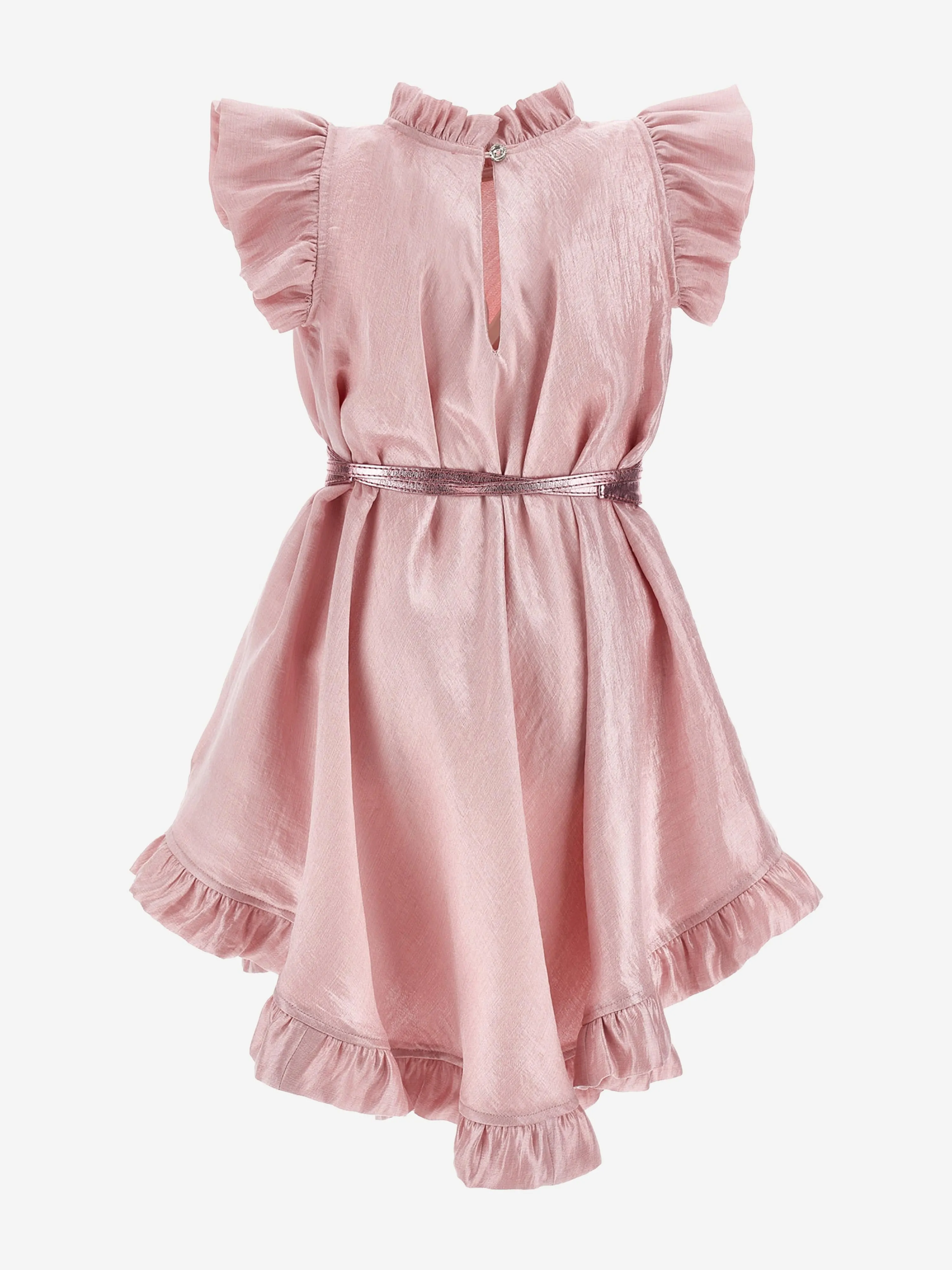 Girls Occasion Dress With Belt in Pink