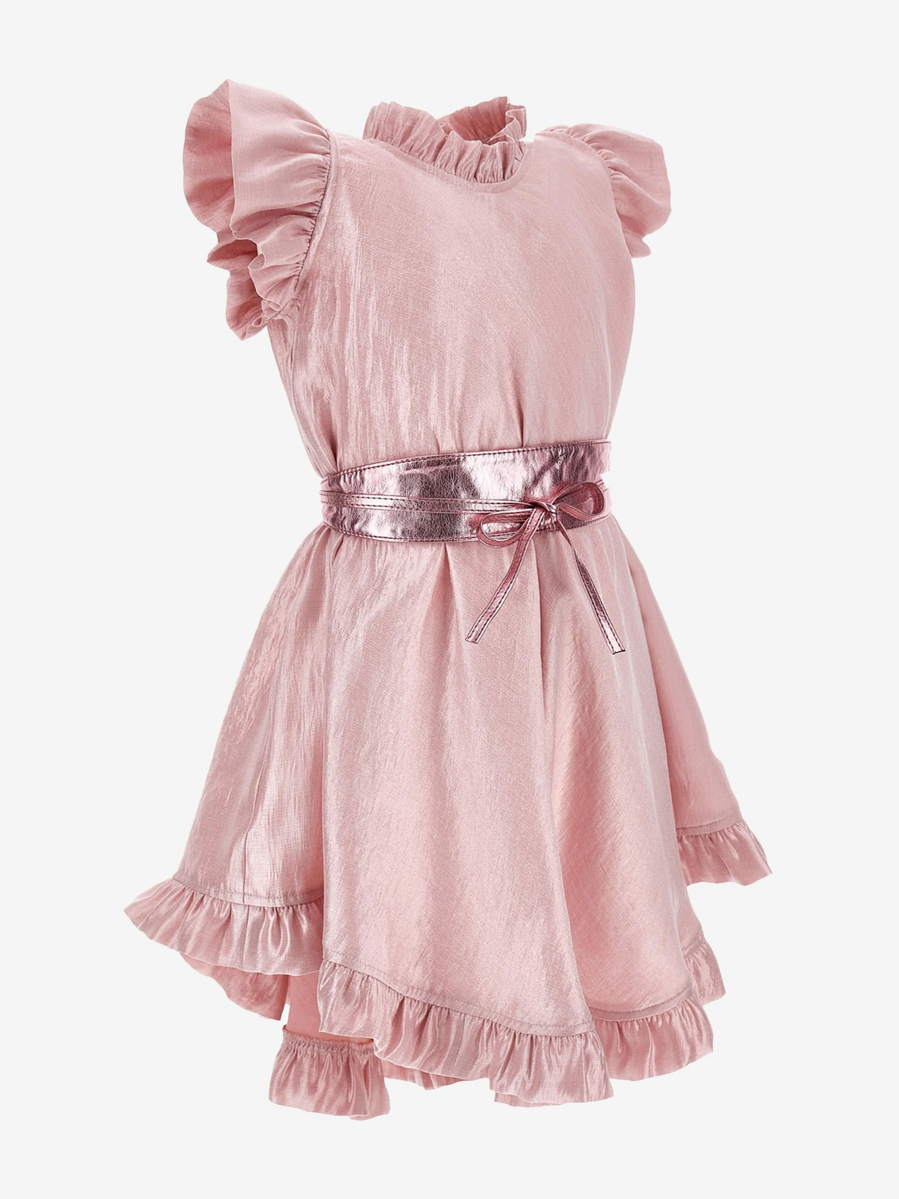 Girls Occasion Dress With Belt in Pink